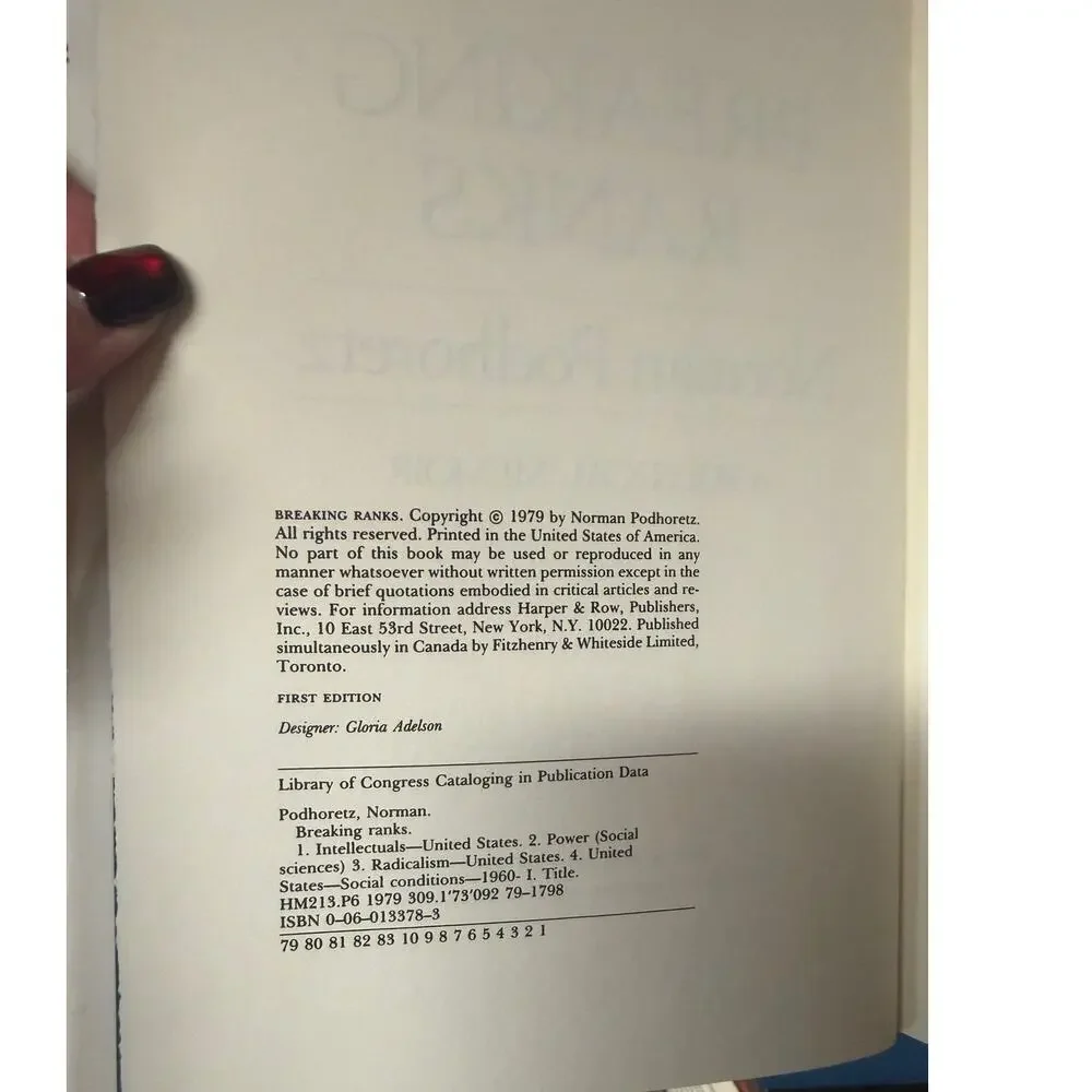 Breaking Ranks Norman Podhoretz 1979 First Edition HC‎ DJ
